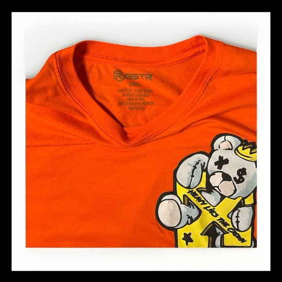 GSTR “King Status” Crown Bear Tee 3XL Orange Graphic Streetwear - Picture 2 of 8